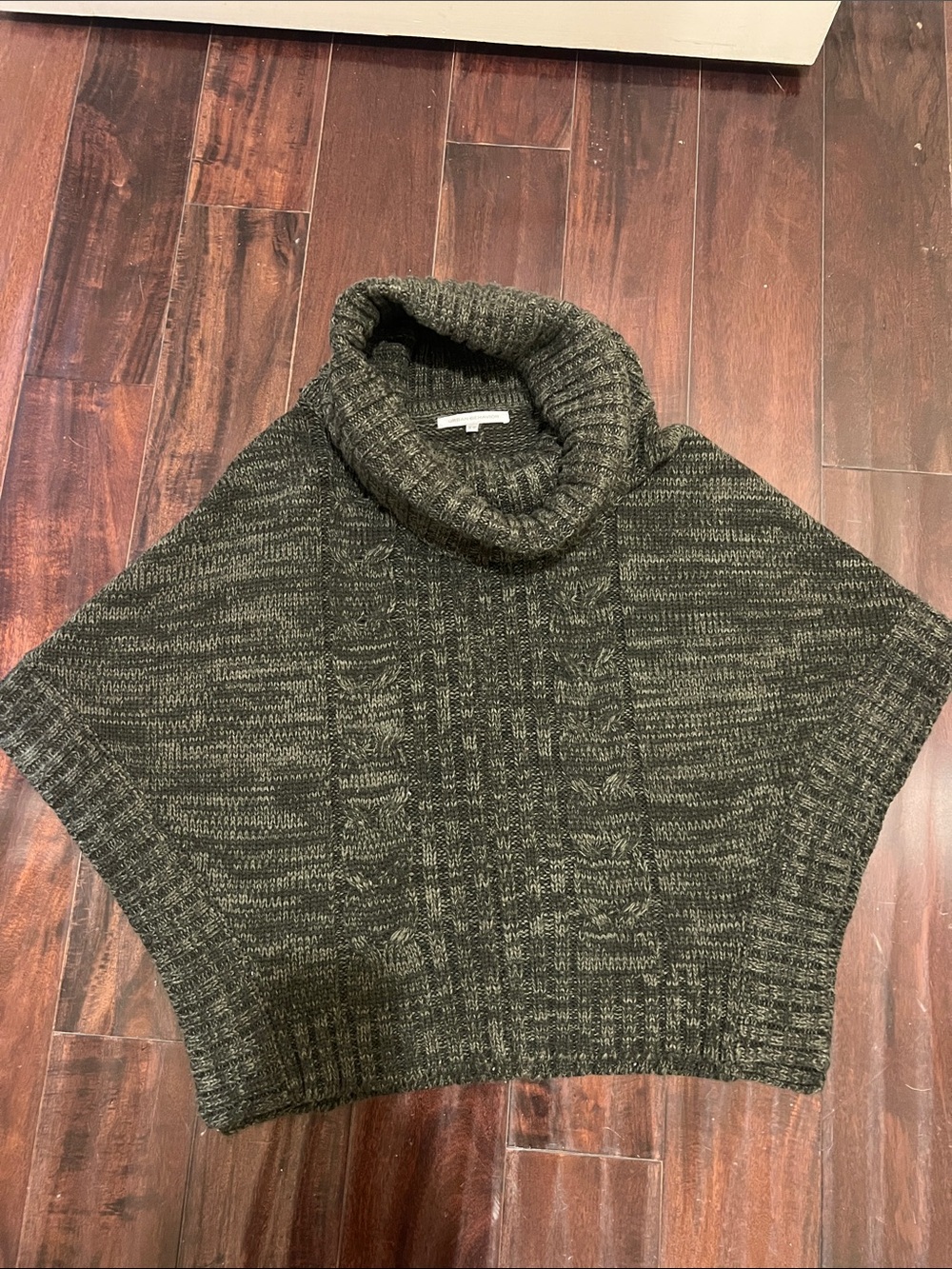 Urban Behavior Olive Green Cable-Knit Cowl Sweater Poncho